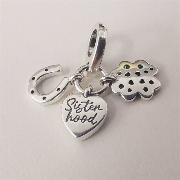 Pandora Four Leaf Clover, Heart and Horseshoe Triple Dangle Charm - Picture 3 of 4